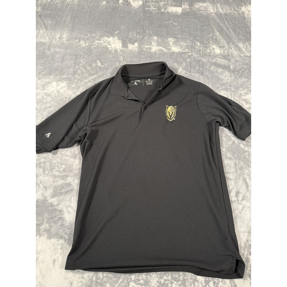Antigua Vegas Golden Knights Polo‎ Shirt Men's M Black Performance NHL Fan Gear